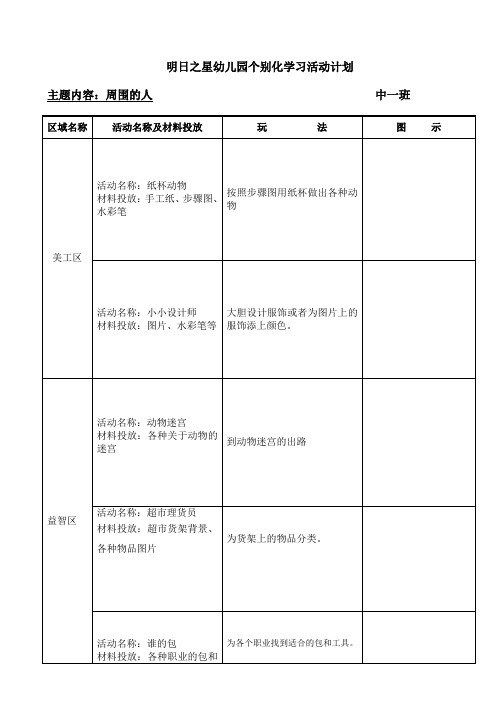 个别化学习活动计划(在动物园里)