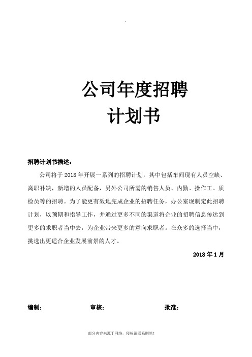 公司年度招聘计划书[1]推荐范本