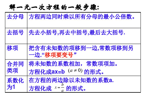 解一元一次方程的步骤及注意事项