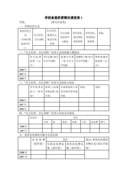 学校食堂经营情况调查表1