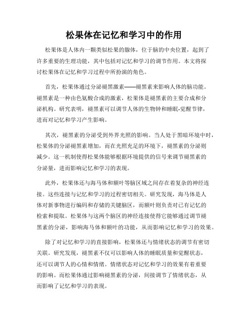 松果体在记忆和学习中的作用