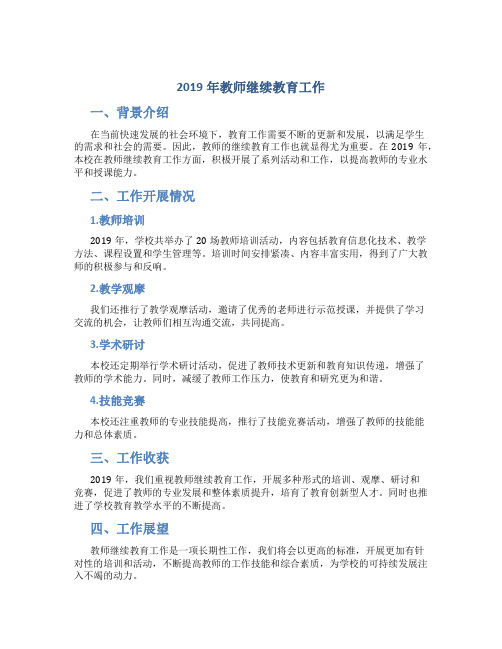 2019年教师继续教育工作总结