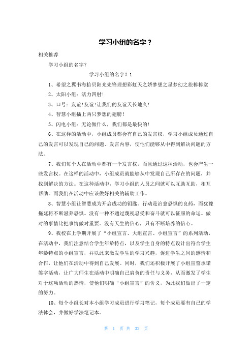 学习小组的名字？