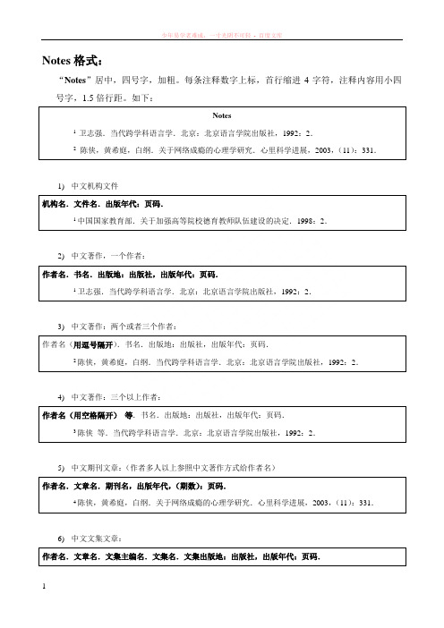 毕业论文的notes和bibliography格式