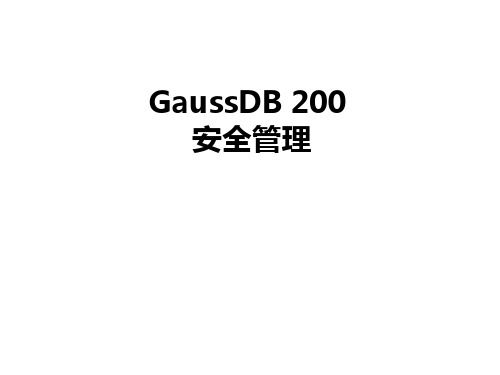 GaussDB 200安全管理