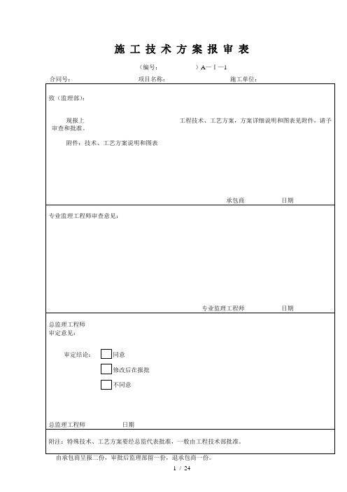 施工方案报审表格