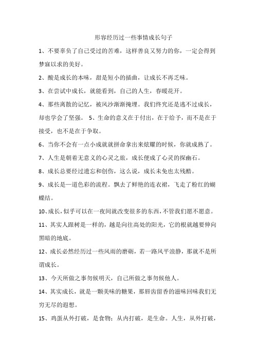 形容经历过一些事情成长句子