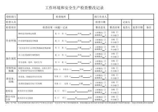 环境和安全运行检查整改记录