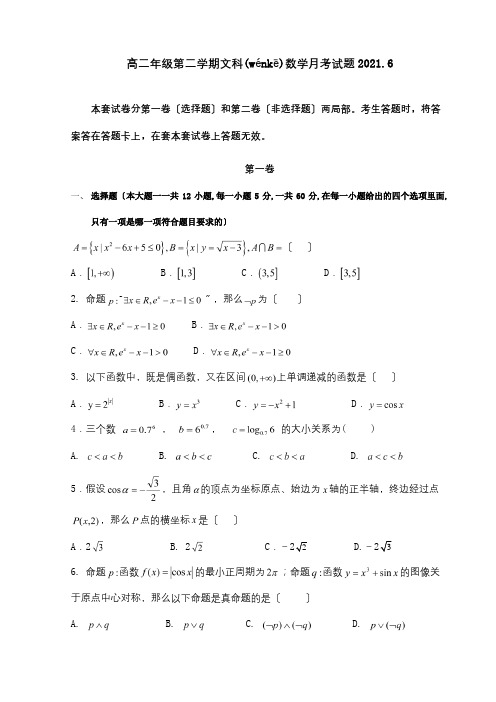 高二数学6月月考试题 文_1(共9页)