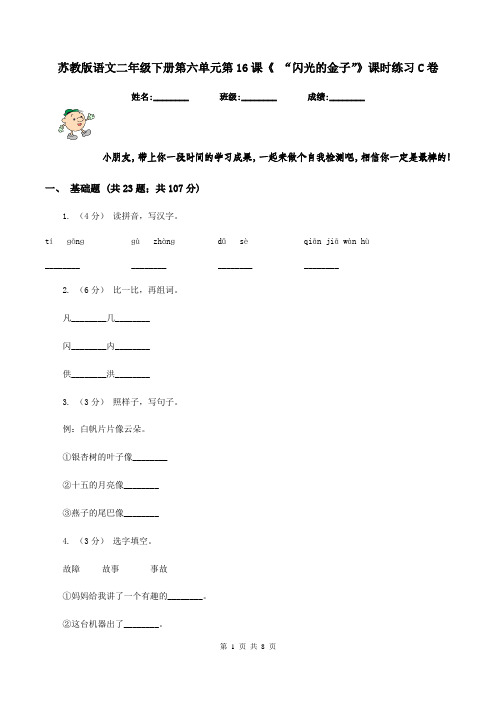 苏教版语文二年级下册第六单元第16课《 “闪光的金子”》课时练习C卷