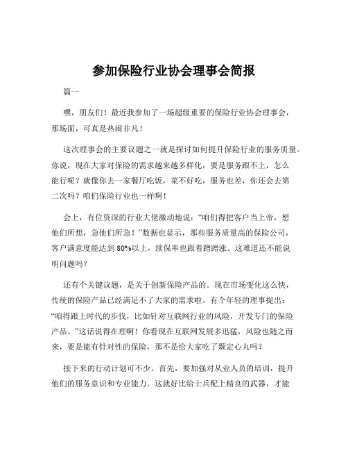 参加保险行业协会理事会简报