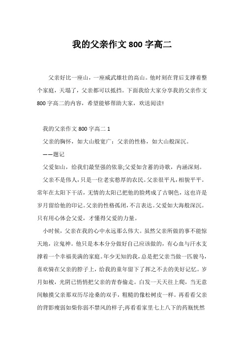 (高二作文)我的父亲作文800字高二