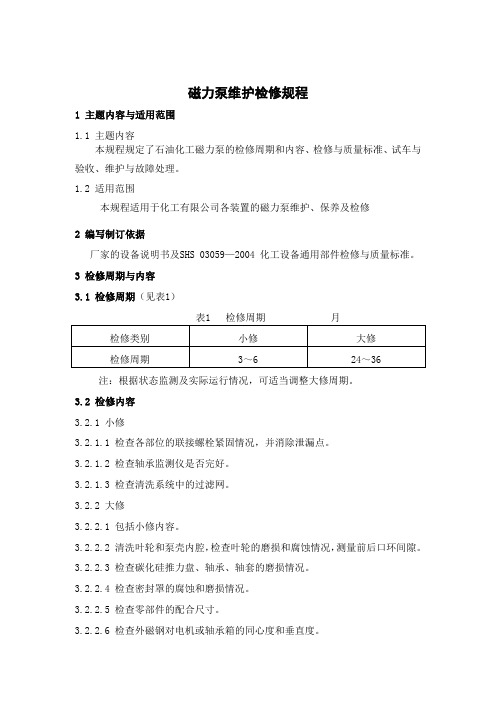 磁力泵维护检修规程1.doc