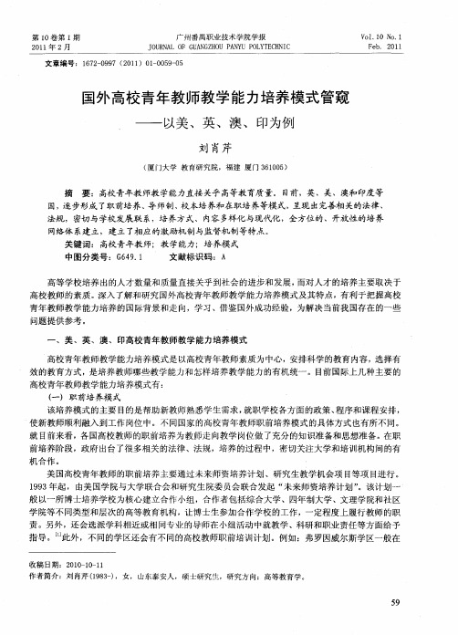 国外高校青年教师教学能力培养模式管窥——以美、英、澳、印为例