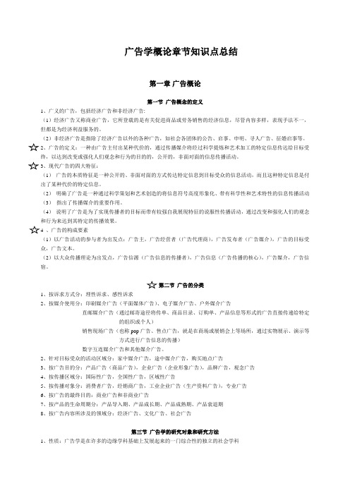 广告学概论章节知识点总结