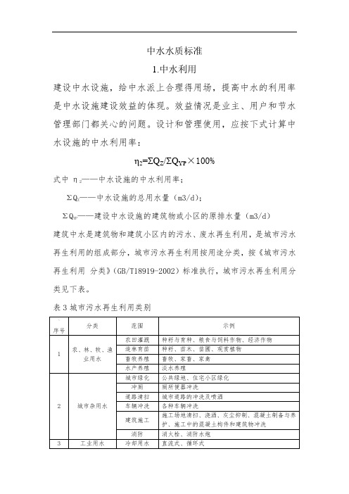 中水水质标准