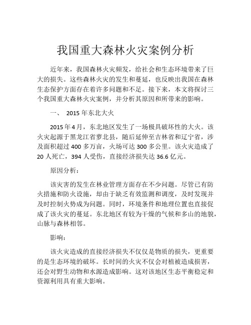 我国重大森林火灾案例分析