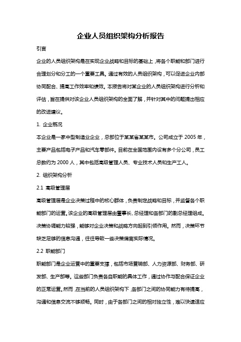 企业人员组织架构分析报告