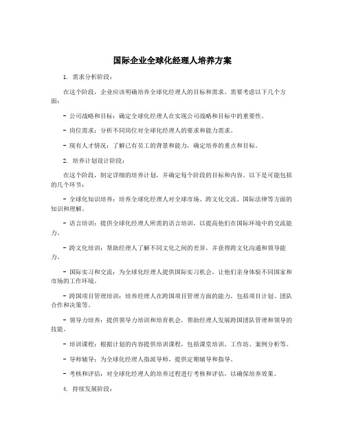 国际企业全球化经理人培养方案