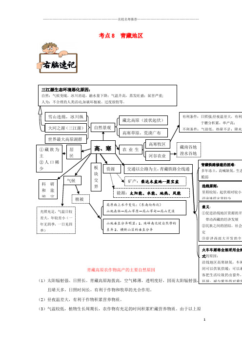 备战高考地理《右脑速记 左脑速练》中国地理篇 考点08 青藏地区名师优质学案