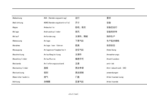 大众汽车公司常用德语词汇