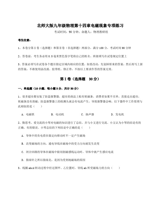 精品试题北师大版九年级物理第十四章电磁现象专项练习试题(含答案及详细解析)