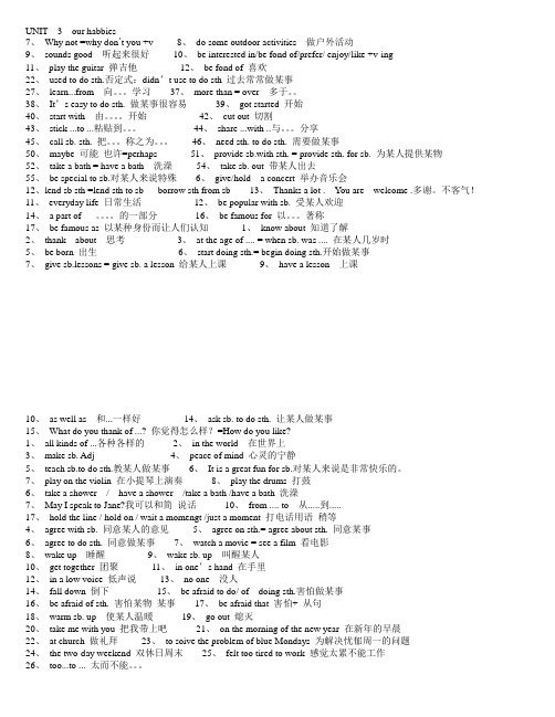 新版仁爱英语_八年级上册第三单元知识点总结