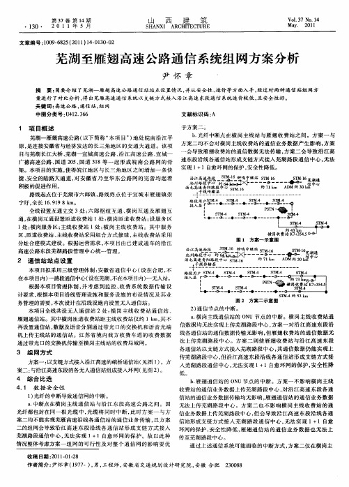 芜湖至雁翅高速公路通信系统组网方案分析