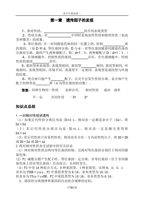 人教版教学素材必修二知识点总结