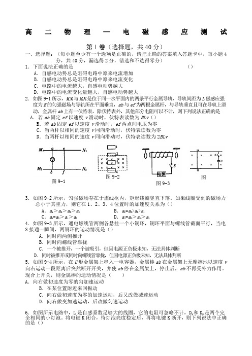 高二物理电磁感应试题及答案详解