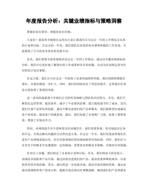 年度报告分析：关键业绩指标与策略洞察