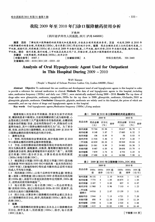 我院2009年至2010年门诊口服降糖药使用分析