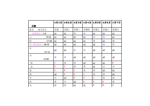 护士排班表