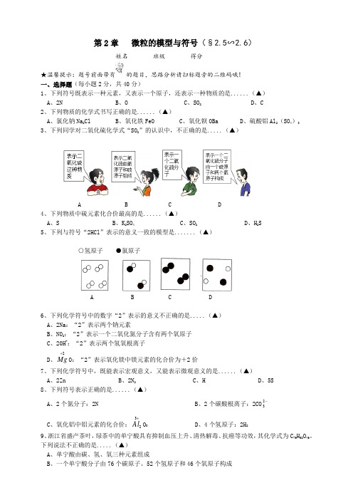 8-2-5-2-6微粒的模型与符号-2023-2024学年八年级科学下册同步高效学习(浙教版)(原