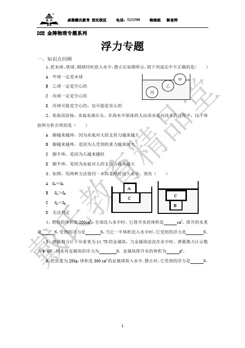 DSE 金牌物理专题系列浮力专题