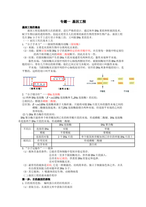 (完整版)高中生物选修三专题一基因工程知识点,推荐文档