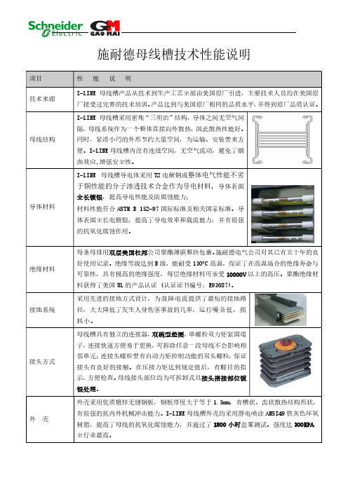 施耐德I LINE母线技术性能说明