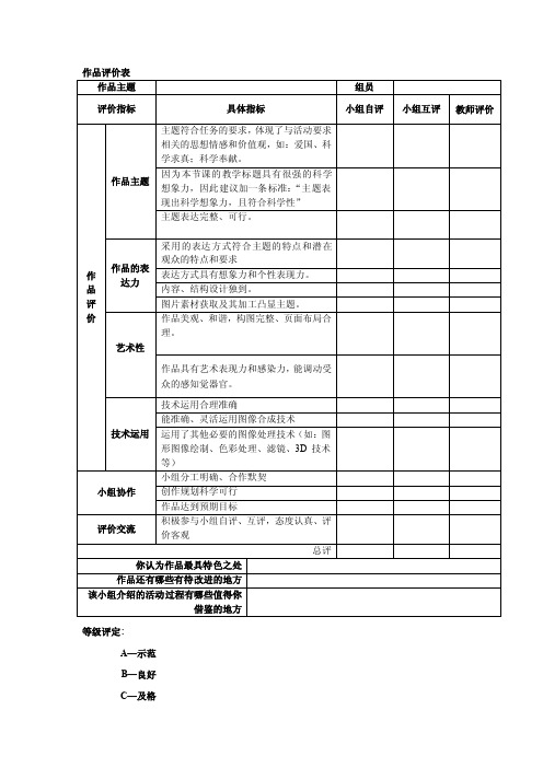 多媒体技术_作品评价表