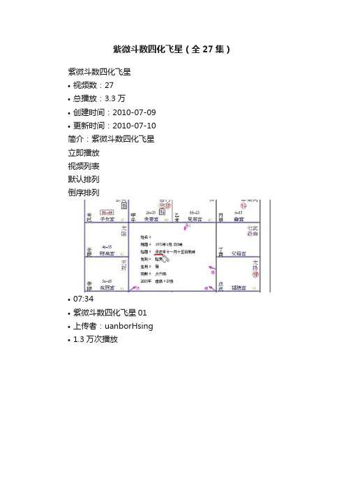 紫微斗数四化飞星（全27集）