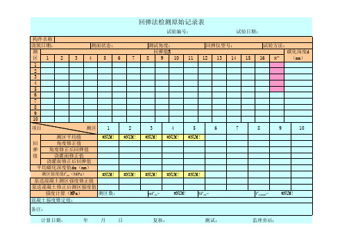 回弹仪数据自动计算表格10