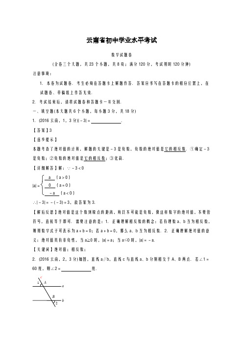 2020-2021学年云南中考数学仿真模拟及答案解析