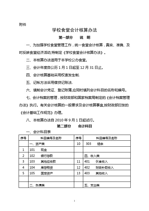 学校食堂会计核算办法