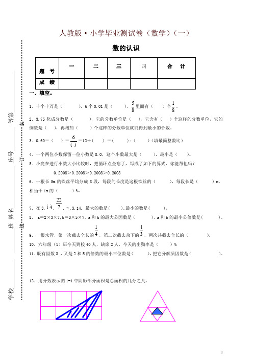 人教版2019年小学毕业测试卷(数学)(精)