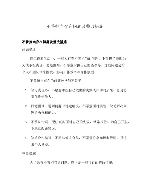 不善担当存在问题及整改措施