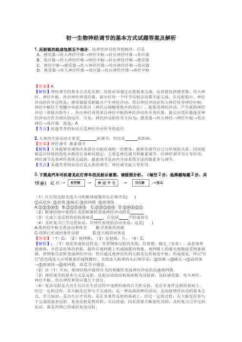 初一生物神经调节的基本方式试题答案及解析
