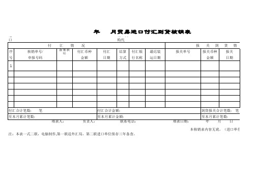 付汇核销表