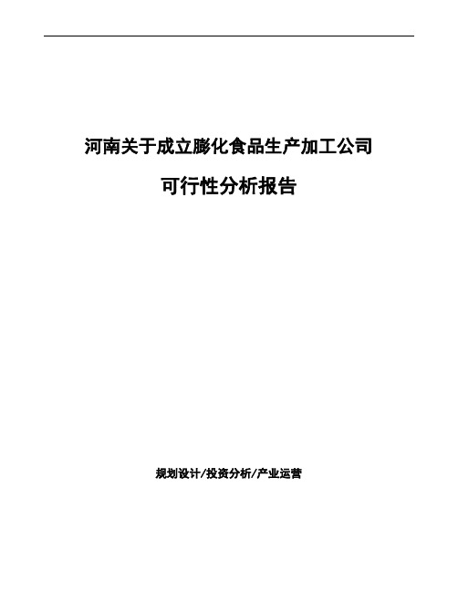 河南关于成立膨化食品生产加工公司可行性分析报告