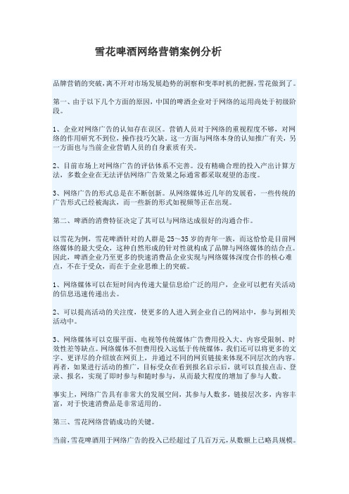 雪花啤酒网络营销案例分析