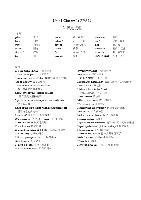 新译林版五下U1 Cinderella知识梳理