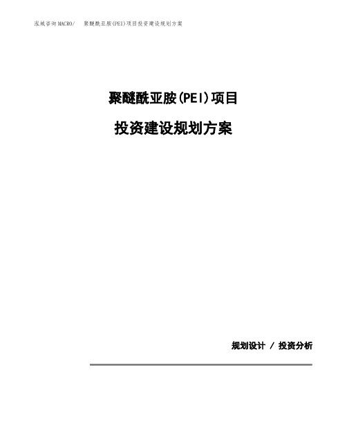 聚醚酰亚胺(PEI)项目投资建设规划方案(模板)